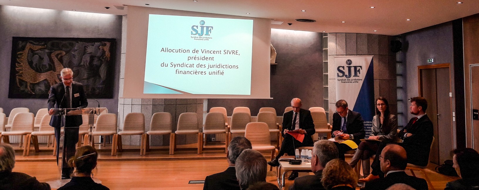 VIncent Sivré accueille Didier Migaud au congrès du SJFu à Noisiel